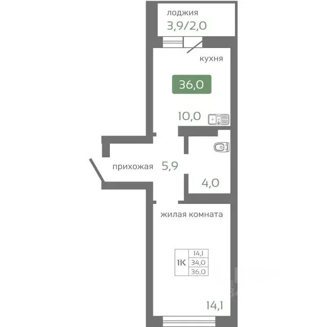 1-к кв. Красноярский край, Красноярск Норильская ул., с2 (36.0 м) - Фото 0