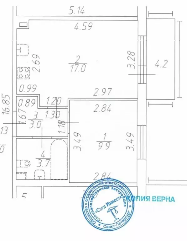 1-к кв. Санкт-Петербург ул. Ивана Куликова, 12 (33.6 м) - Фото 1