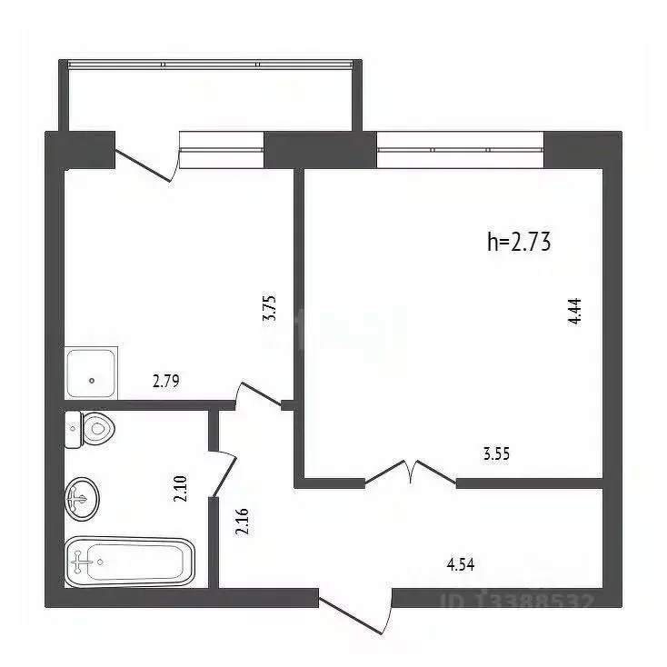 1-к кв. Красноярский край, Красноярск ул. Апрельская, 1 (37.2 м) - Фото 2