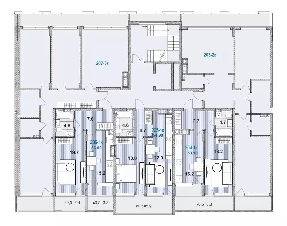 1-к кв. Калининградская область, Зеленоградск ул. Гагарина, 87 (54.9 ... - Фото 1