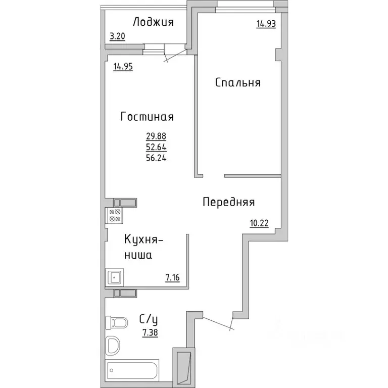 2-к кв. Татарстан, Набережные Челны Сармановский тракт, 27А (55.4 м) - Фото 0