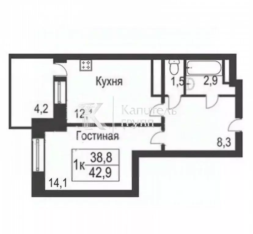 1-к кв. Тюменская область, Тюмень Харьковская ул., 76 (42.1 м) - Фото 0