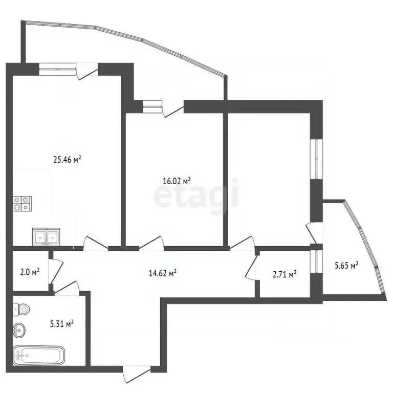 3-к кв. Ханты-Мансийский АО, Ханты-Мансийск ул. Свободы, 9 (83.3 м) - Фото 2