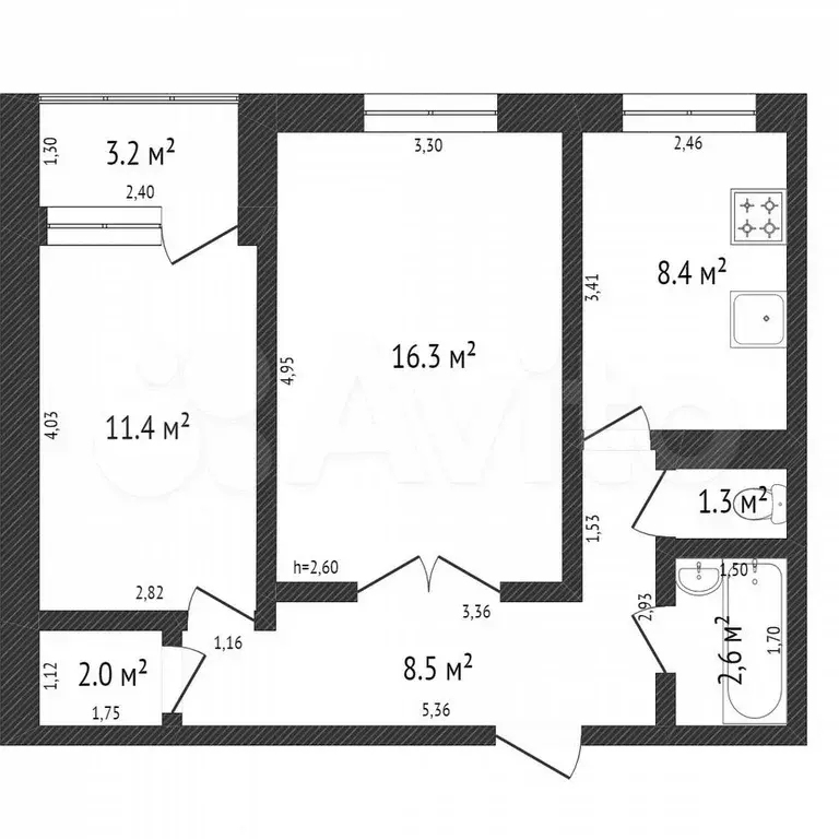 2-к. квартира, 39,7 м, 9/9 эт. - Фото 0