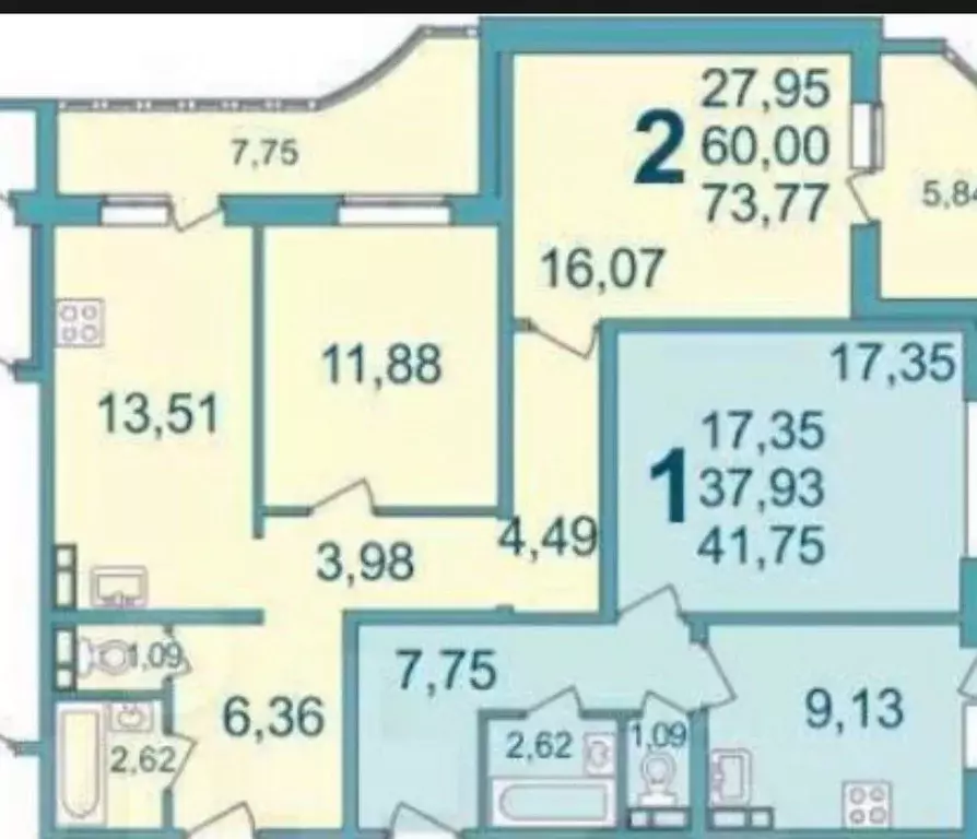 2-к кв. Белгородская область, Белгород ул. Макаренко, 24 (74.0 м) - Фото 2