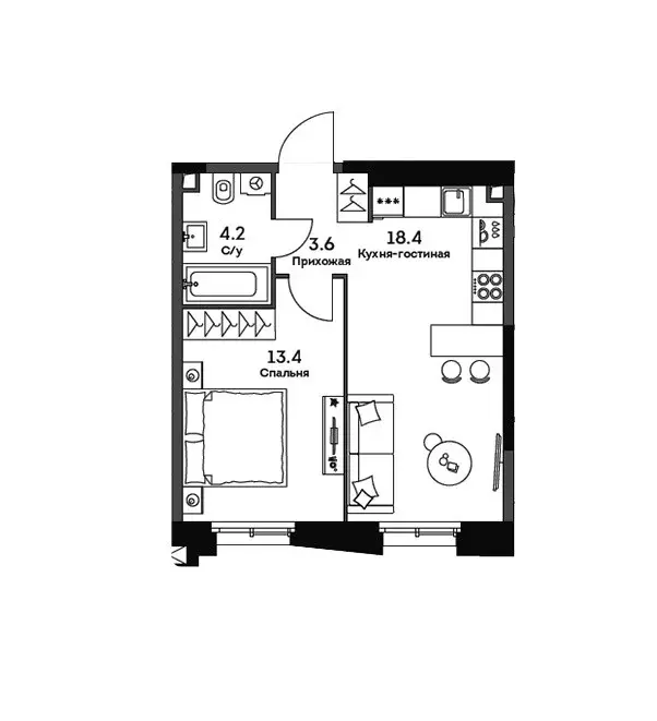 Продаётся 1-к квартира, 39.6 м - Фото 0