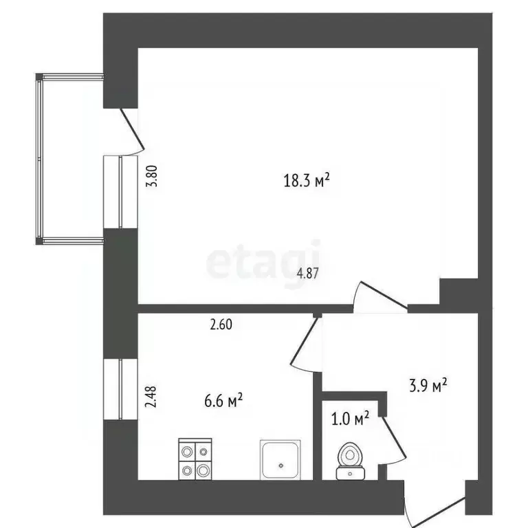 1-к кв. Севастополь ул. Коли Пищенко, 17А (30.6 м) - Фото 2