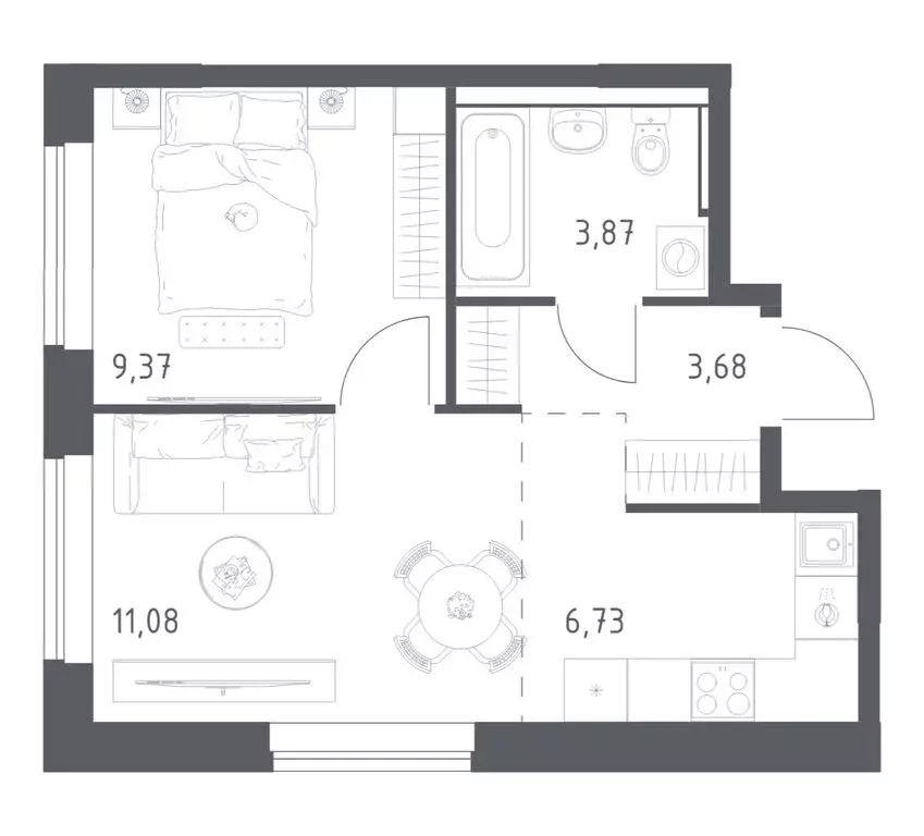 1-комнатная квартира: посёлок городского типа Мисайлово, улица ... - Фото 1
