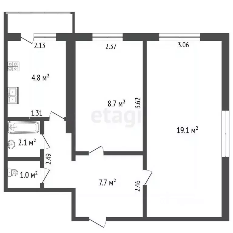 2-к кв. Башкортостан, Стерлитамак просп. Октября, 20 (44.0 м) - Фото 2