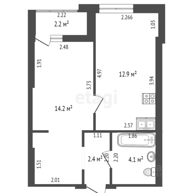 1-к кв. Крым, Симферополь ул. Бородина (31.0 м) - Фото 0