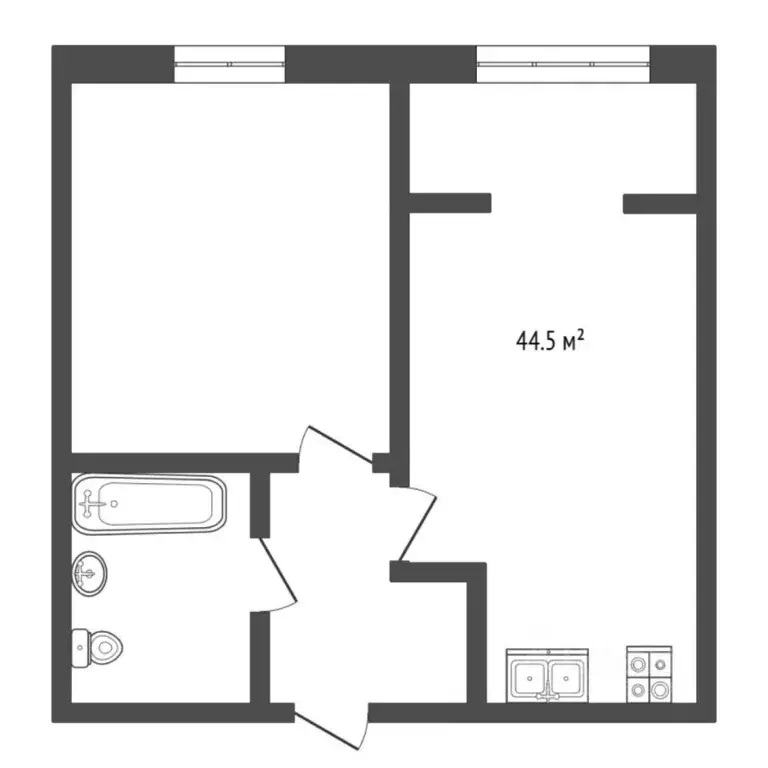 1-к кв. Тюменская область, Тюмень ул. Газовиков, 73к3 (44.5 м) - Фото 1