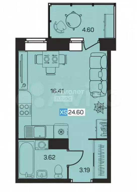Квартира-студия, 23,2 м, 2/8 эт. - Фото 0