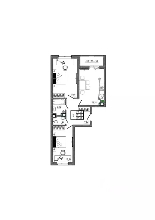 2-к кв. Воронежская область, Воронеж Нижняя ул., 32 (65.36 м) - Фото 0