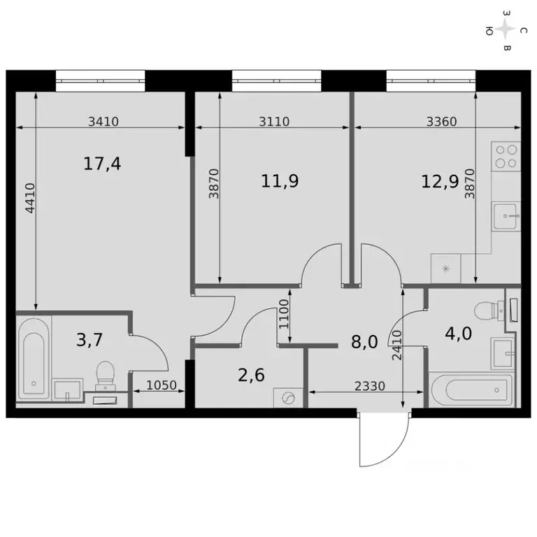 2-к кв. Татарстан, Казань Даурская ул., 2А (60.5 м) - Фото 1
