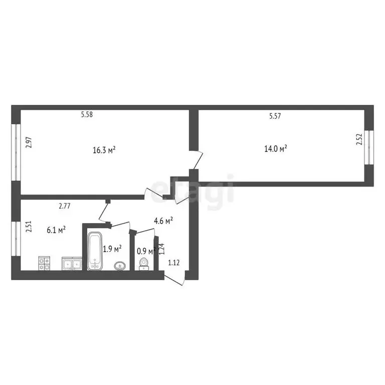 2-комнатная квартира: Сегежа, улица Антикайнена, 12 (44.1 м) - Фото 0