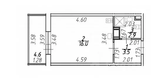 Студия Ленинградская область, Мурино Всеволожский район, просп. ... - Фото 2
