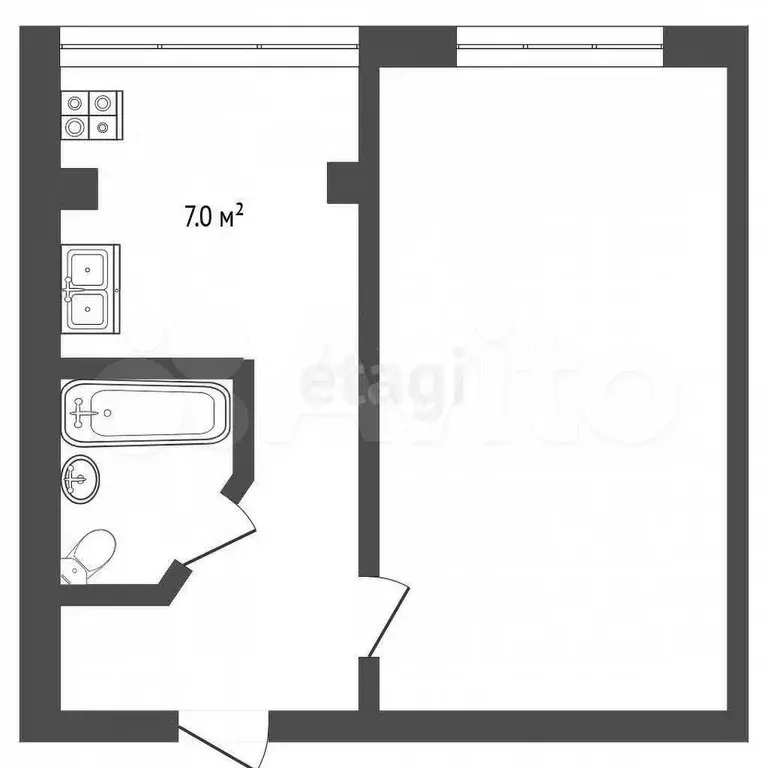 1-к. квартира, 28,1 м, 2/5 эт. - Фото 0