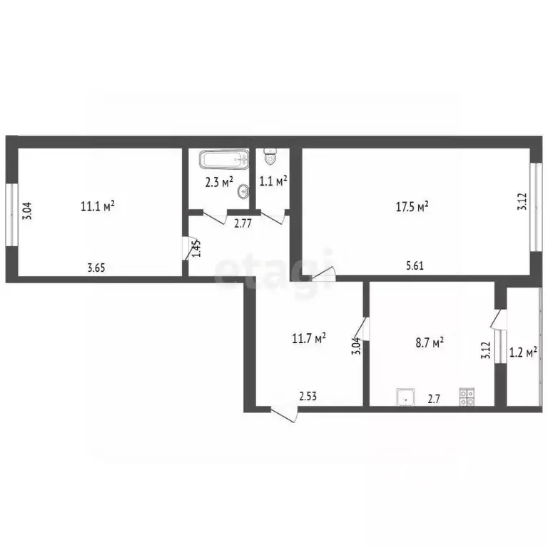 2-к кв. Самарская область, Тольятти ул. Громовой, 12 (56.0 м) - Фото 1