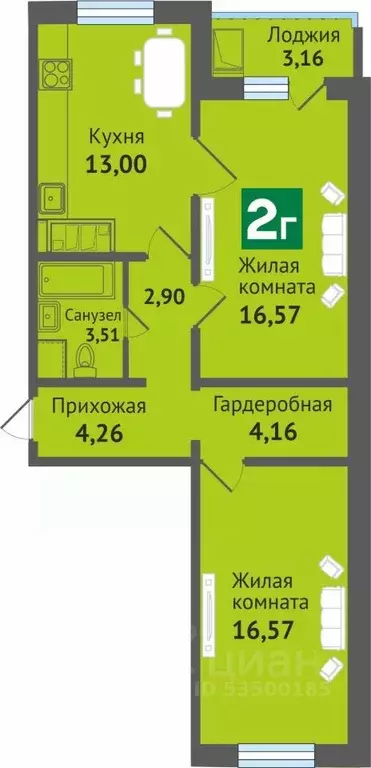 2-к кв. Марий Эл, Медведево городское поселение, Медведево пгт ул. ... - Фото 1