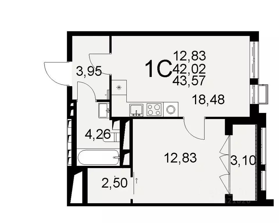 1-к кв. Тульская область, Тула Путейская ул., 11 (43.57 м) - Фото 0