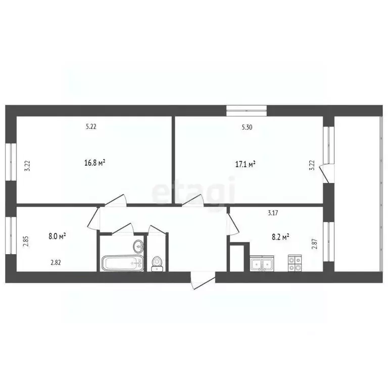 3-к кв. Омская область, Омский район, с. Морозовка ул. Квартал Б, 12 ... - Фото 2