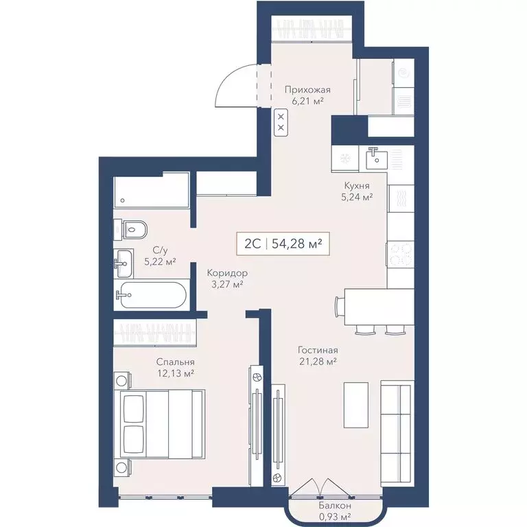 2-комнатная квартира: Новосибирск, улица Кирова, 115 (54.3 м) - Фото 1