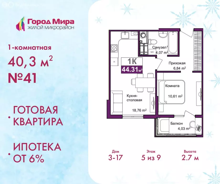 1-комнатная квартира: Симферополь, улица Батурина, 145 (40.3 м) - Фото 1