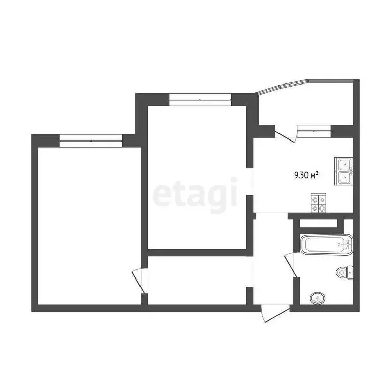2-комнатная квартира: Тюмень, улица Константина Посьета, 5 (58.9 м) - Фото 0
