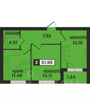 2-к кв. Владимирская область, Муром ул. 1-я Новослободская (51.98 м) - Фото 0