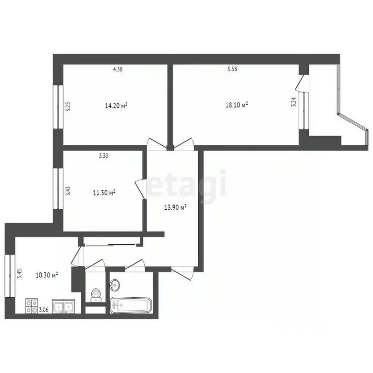 3-к кв. Московская область, Химки Совхозная ул., 4 (73.0 м) - Фото 1