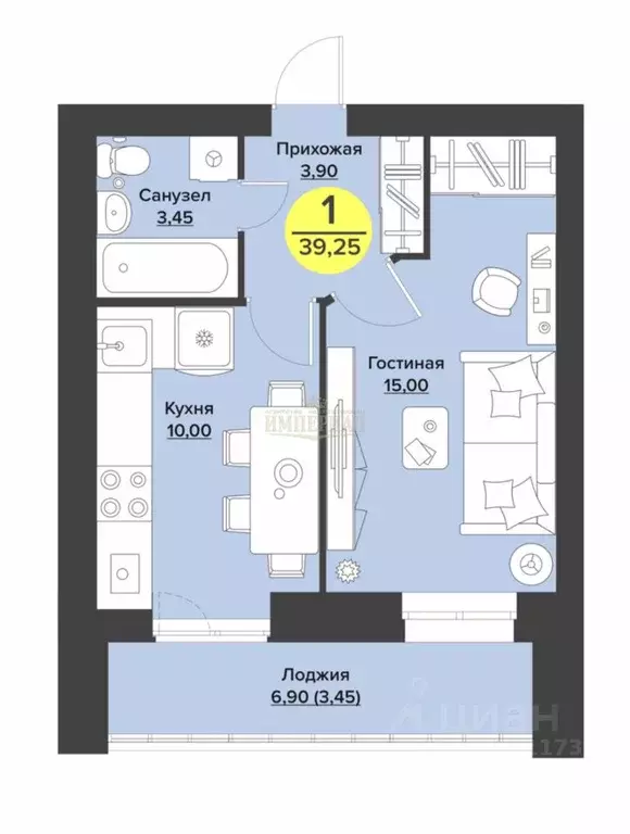 1-к кв. Марий Эл, Йошкар-Ола бул. Данилова, 10 (39.25 м) - Фото 1