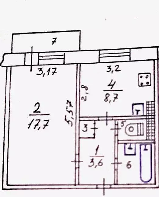 1-к кв. Крым, Симферополь ул. Маршала Жукова, 35 (35.0 м) - Фото 2