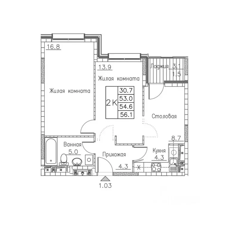 2-к кв. Приморский край, Владивосток ул. Расула Гамзатова, 7к1 (56.1 ... - Фото 0