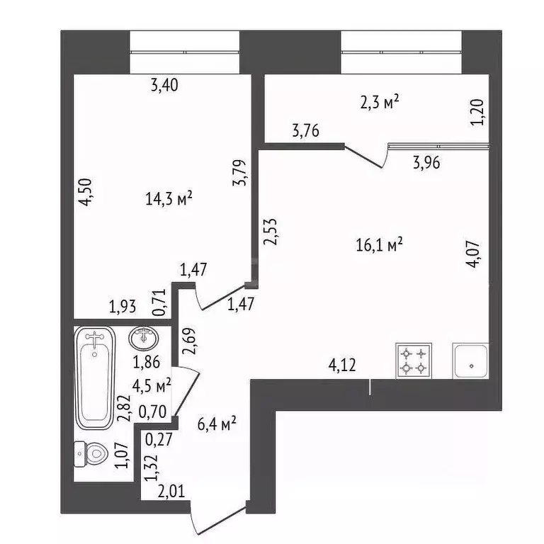 1-к кв. Башкортостан, Уфа Коммунистическая ул., 115/1 (41.3 м) - Фото 2