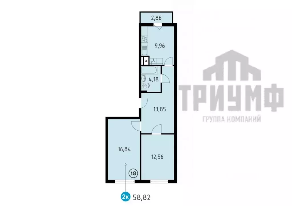 2-к кв. Нижегородская область, Кстово ул. Сутырина, 9 (58.82 м) - Фото 1