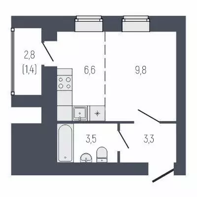 Квартира-студия: Берёзовский, ЖК Философия Идеалистов на Первомайском ... - Фото 1