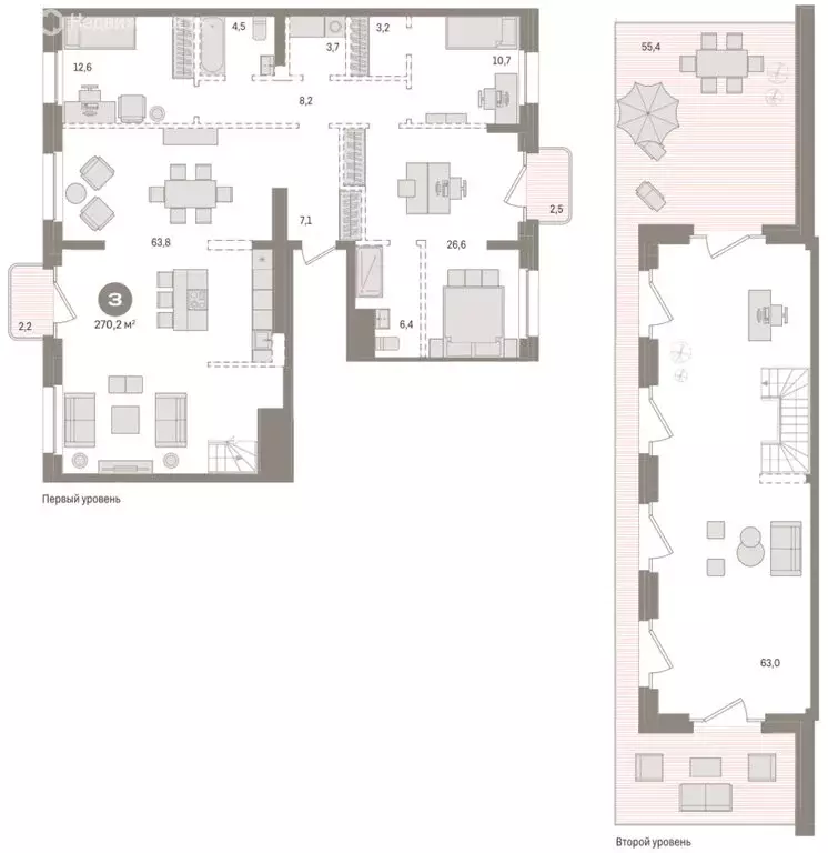 3-комнатная квартира: Новосибирск, Зыряновская улица, 53с (270.15 м) - Фото 2