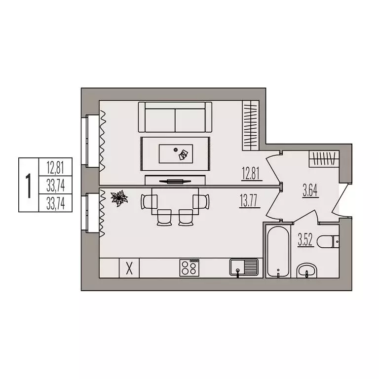 1-комнатная квартира: Волгоград, улица Землячки, 84/5 (33.74 м) - Фото 0