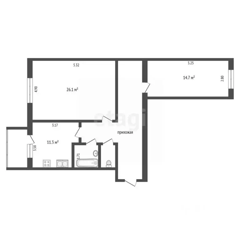 2-к кв. Ямало-Ненецкий АО, Тарко-Сале Пуровский район, Новая ул., 11 ... - Фото 2