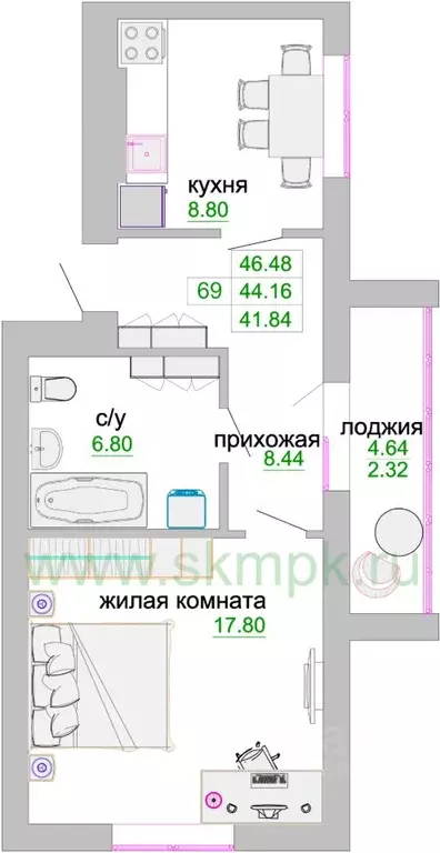 1-к кв. Калининградская область, Зеленоградск ул. Тургенева, 16Ак2 ... - Фото 0