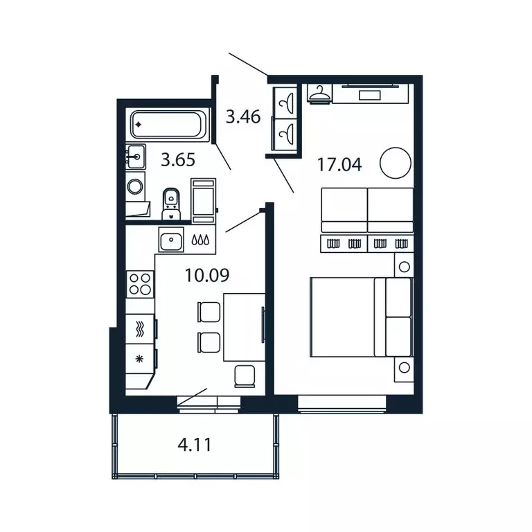 1-комнатная квартира: Мурино, Ручьёвский проспект, 20 (33.9 м) - Фото 1