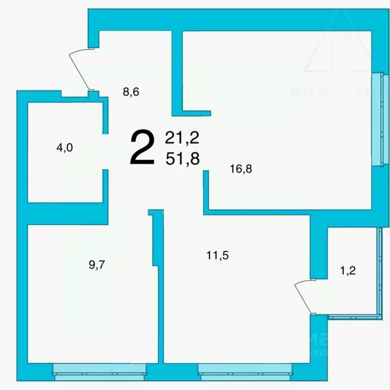 2-к кв. Башкортостан, Уфа ул. Воинов-Интернационалистов, 3 (51.8 м) - Фото 1