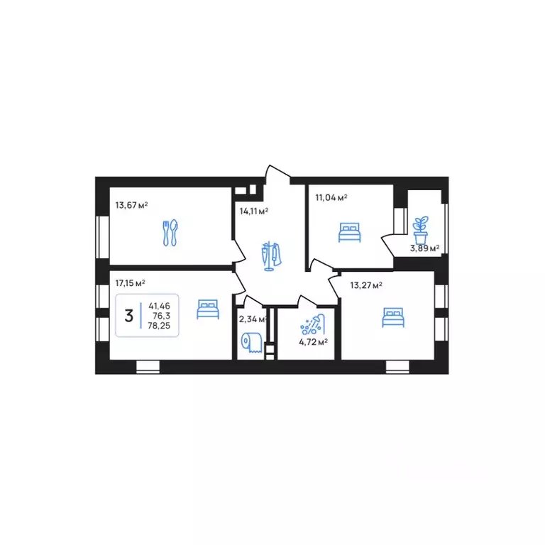 3-к кв. Липецкая область, Липецк Авторский жилрайон,  (78.25 м) - Фото 1