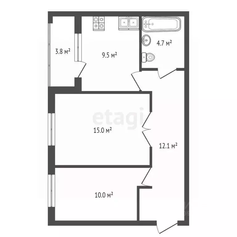 2-к кв. Башкортостан, Стерлитамакский район, Отрадовский сельсовет, с. ... - Фото 2