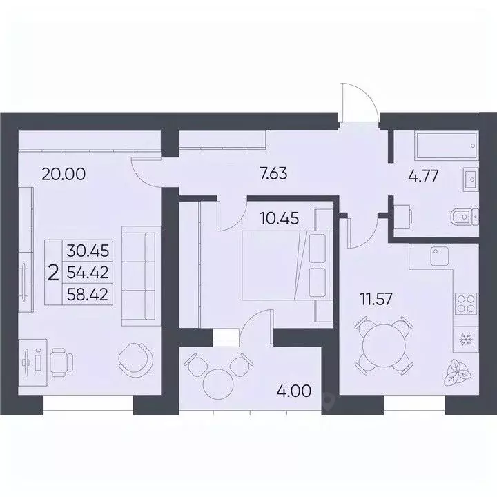 2-к кв. Саратовская область, Татищево рп ул. Михайловская, 13 (58.42 ... - Фото 2