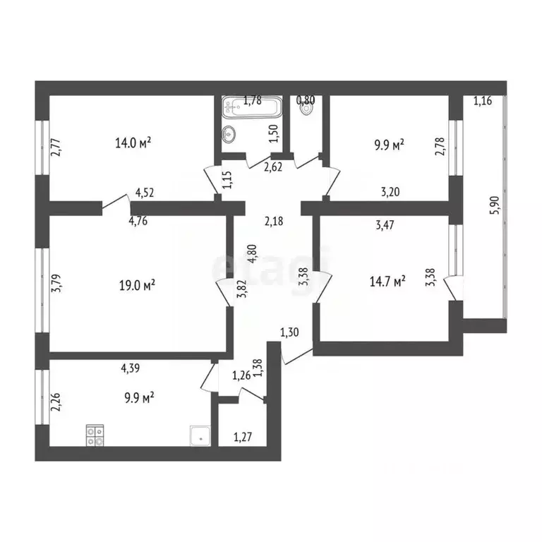 4-к кв. Башкортостан, Стерлитамак ул. Карла Маркса, 149Б (76.2 м) - Фото 2