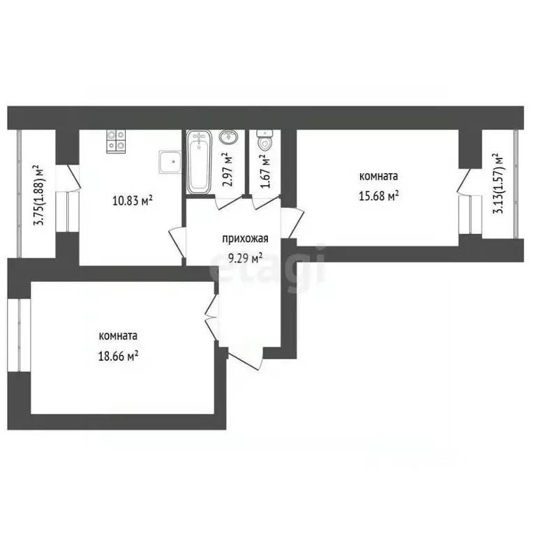 2-к кв. Самарская область, Самара бул. Засамарская Слобода, 5 (58.4 м) - Фото 1