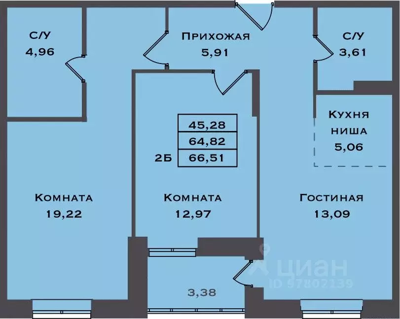 2-к кв. Ханты-Мансийский АО, Сургут Игоря Киртбая ул., 1А (66.51 м) - Фото 0