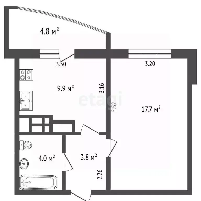 1-к кв. Белгородская область, Белгород ул. Газовиков, 5 (35.1 м) - Фото 2
