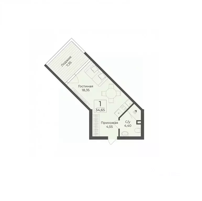 Студия Крым, Сакский район, с. Лесновка  (34.65 м) - Фото 0